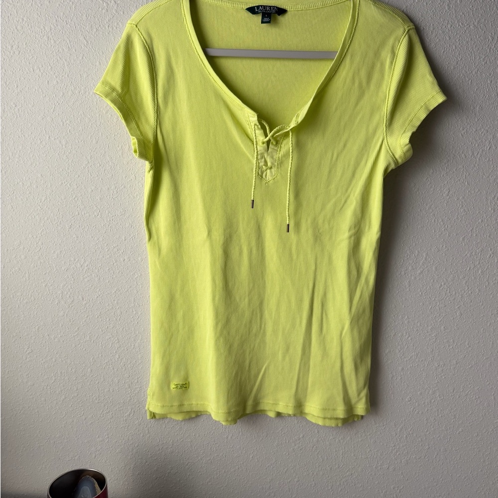Ralph Lauren Neon Lace-Up Tee - Picture 2 of 9